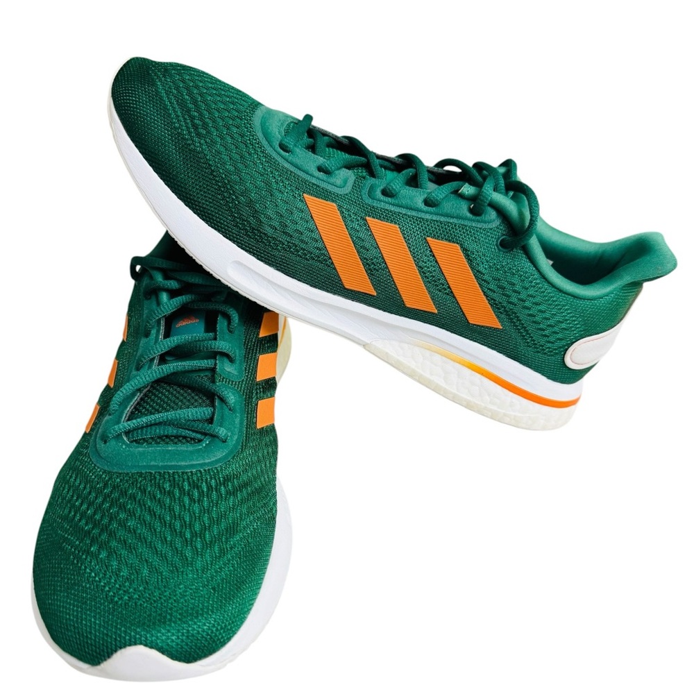 Adidas Running Shoes Men’s Size 11.5 Green Orange Athletic Sneakers ART H01295